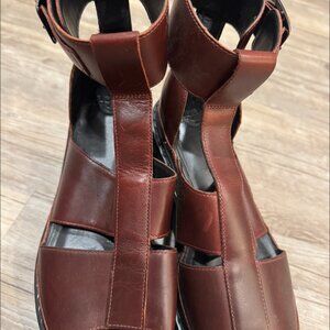 Rare Dr. Martens Bessie Platform Wedge Sandal with T Strap in Oxblood Size 8